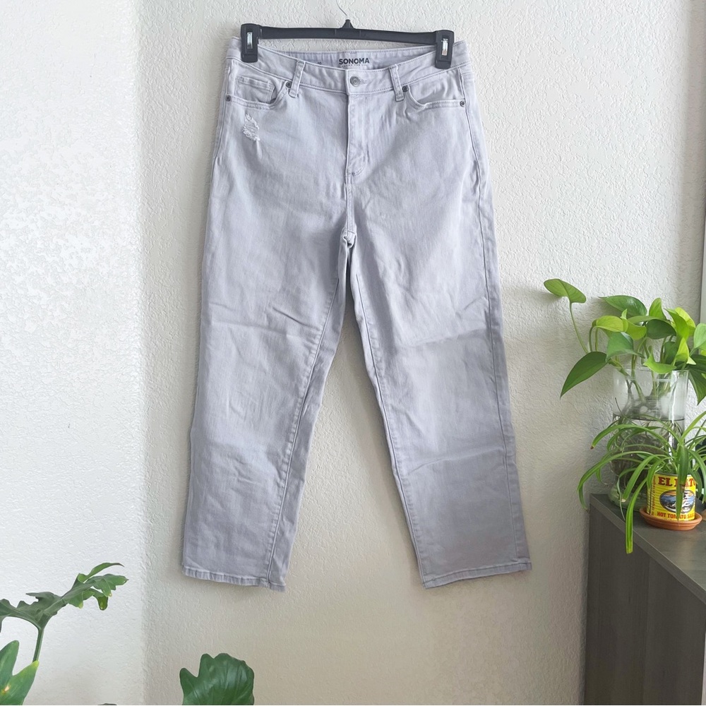 Sonoma Straight Crop Gray Washed Jeans size 10